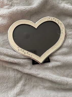 Silver Heart Picture Frame with Crystal Accents -
